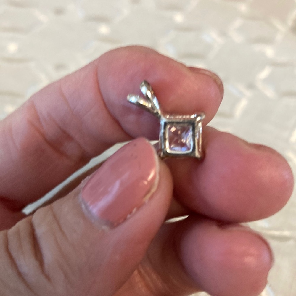 Elegant Marked 925 Silver Pendant with Clear Zirconia Gemstone